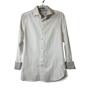 Ted Baker London White Button Down Men’s Dress Shirt Flip Cuffs Size 15 1/2